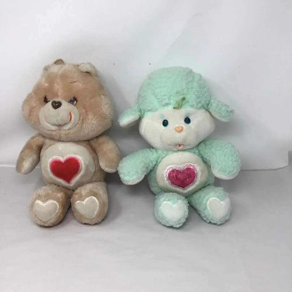 Vintage 1980s Kenner Care Bears 13” Tenderheart Bear & Gentle Heart Lamb Plush